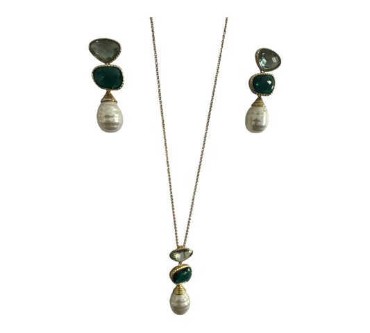 Natural Stone Earring and Necklace Set